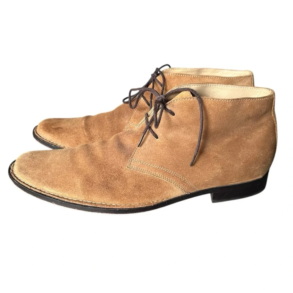 Banana‎ Republic Mens 10 Boots Tan Suede Ankle Lace Up Business Preppy Boho